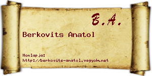 Berkovits Anatol névjegykártya